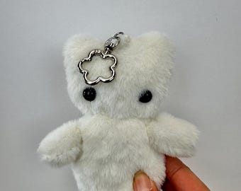 White Bear Plush Keychain - Belt charm, bag charm, ornament