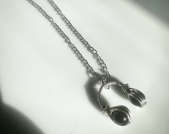 Wire Wrapped Headphone Necklace - Handmade Chainmaille Y2K Jewelry | Gift for Music Lovers