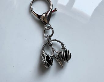 Headphones Music Handmade Keychain Wire Wrapped | Chainmaille Jewelry | Gift for Music Lovers