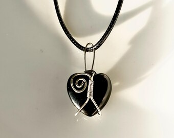 Heart Wire Wrapped Crystal: BLACK OBSIDIAN