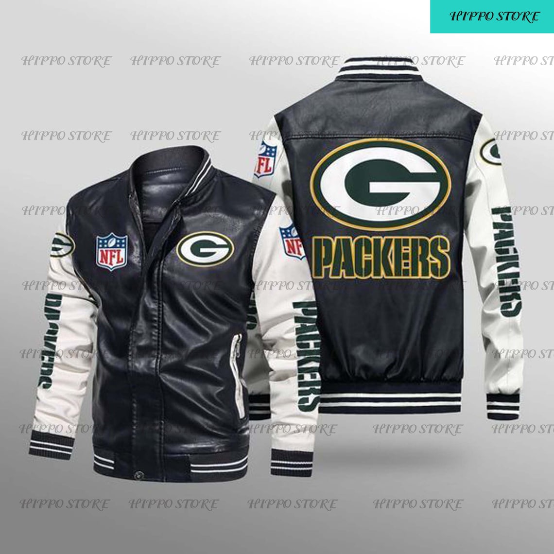 Winter Mens PU Jacket Faux Fur Collar Coats Green Bay Packers Etsy