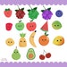 Fruit Clipart Set Kawaii Cute Fruit Clip Art Set Png Files Fruit Kawaii ...