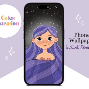 Mermaid Phone Wallpaper starry sky phone background mermaid art digital wallpaper instant download