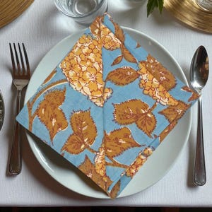 Flower Print Cotton Napkins 16X16 Inches Square Napkin 6 Pieces Set Hand Block Indian Printed Fabric Wholesale Cloth Table Setting Decor