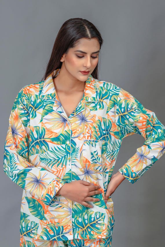 Schlafanzug Damen Kurzarm-Pyjama Set – Aus 95% Modal, 5% Elastan, Mit Taschen, Bedruckt, Weich & Gemütlich (S–XXL)