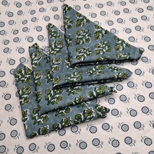 Bohemian Flower Cotton Napkins - Hand Block Print, Reusable Table Decor, Eco-Friendly Dining Accessories