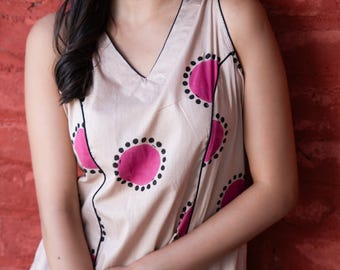 Sleeveless Cotton Kurta Pajama Set for Women, Hand Block Printed Long Kurta & Lightweight 100% Pure Cotton Pants Trunci Dress Combo
