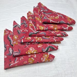 Beautiful Flower Hand Block Printed Napkin Boho Wedding Napkin Table Dinner Décor Napkin Set Cotton Cloth Napkins For Dinner Party