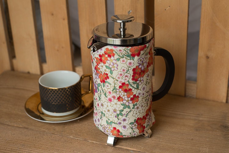 Reversible Cafetiere Cover Cosy / French Press Cover Blossom Etsy