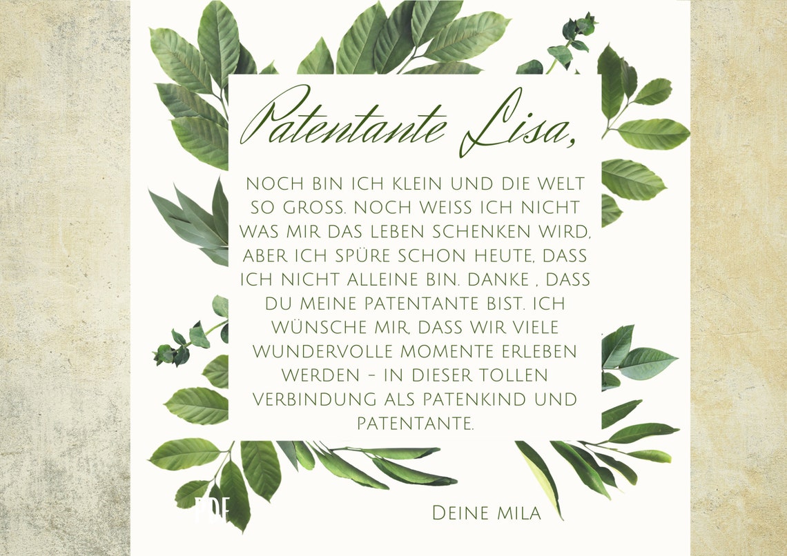 Geschenk zur Patenschaft für PATENKIND und PATENTANTE / Etsy