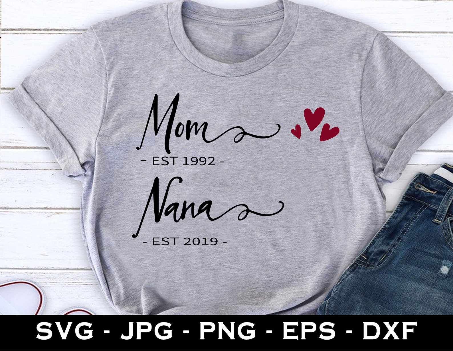 Mom And Nana Svg Mom Nana Svg Love Mom Svg Love Nana Svg ...