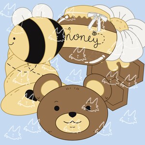 Honey Bear Bee Spring Clip Art Digital Download
