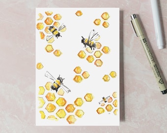 Honeycomb Bee Painting - Watercolor Bee Art Prints