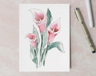 Calla Lily Flower Watercolor Painting - Wall Decor Art Prints - Floral Watercolor - Original Painting