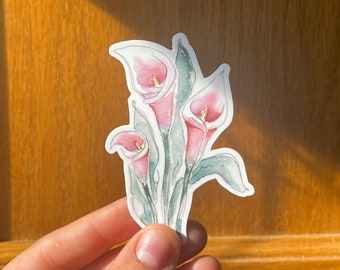 Calla Lilies Sticker - Watercolor Painting Die Cut Sticker - Floral Vinyl Sticker