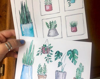 Plant Watercolor Paintings - Plant Art Wall Decor