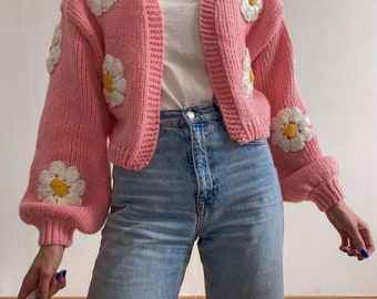knit flower sweater