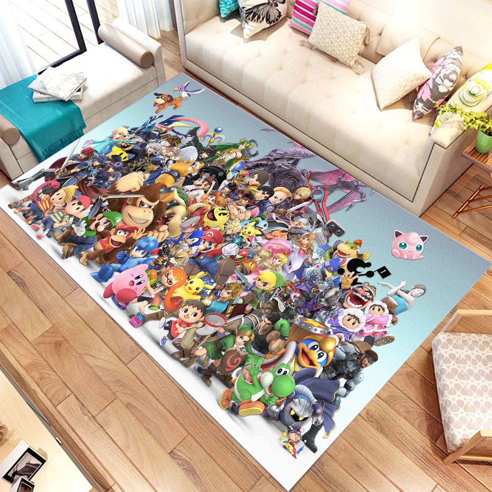 Super Smash Bros Ultimate All Characters Rug Retro Video Etsy