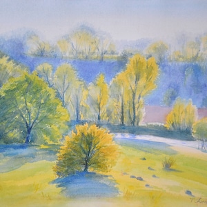 Ukrainian landscape Original watercolor painting Ukrainian nature watercolor Original Work Of Ukrainian Artist Ukrainian sellers