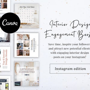 60 Interior Design Social Media Templates | Engagement Booster Pack | Home Decor Marketing | Done-for-you Instagram Posts | Canva Template