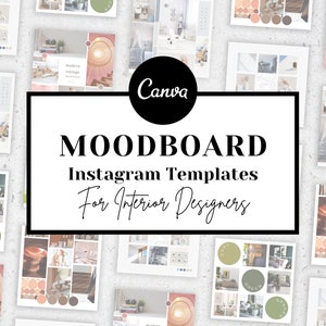 Plantillas de moodboard de Instagram para diseñadores de interiores, decoración del hogar, contenido para redes sociales y Canva