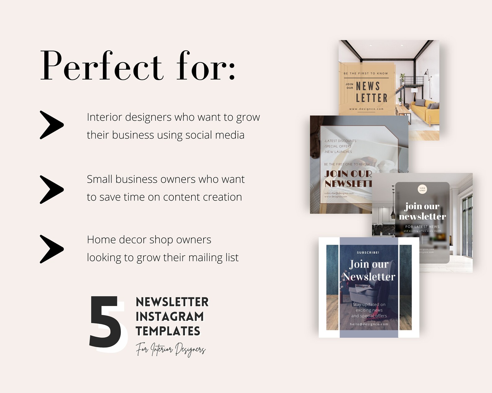 Join Our Newsletter Instagram Templates for Interior Designers Social Join Our Newsletter Instagram Templates for Interior Designers Social