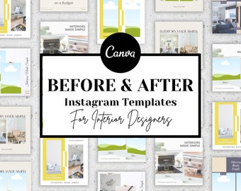 Before and After Editable Interior Design Instagram Template | Social Media Content | Home Decor | Canva