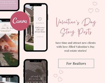 Valentine's Day Story Templates For Realtors | Real Estate Social Media Marketing | Editable Canva | Seasonal Content | Ready To Post