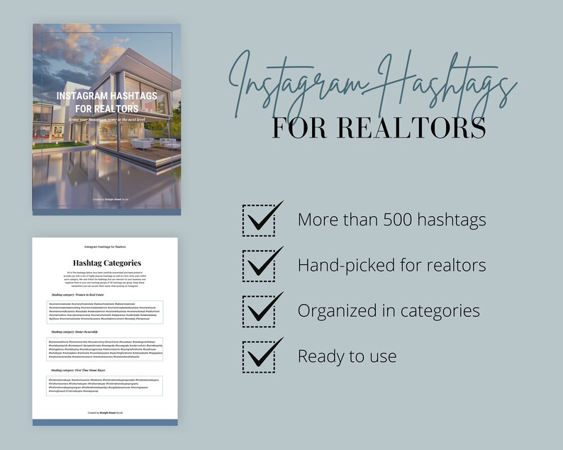Instagram Hashtags for Realtors Real Estate Marketing Social Media Content Etsy