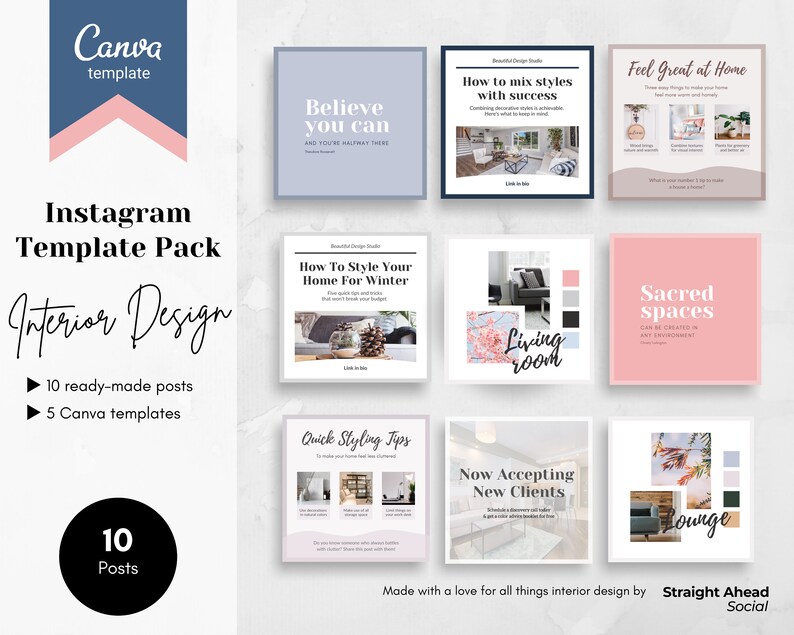 Interior Design Social Media Post Templates Interior Design - Etsy