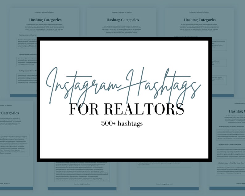 Instagram Hashtags for Realtors Real Estate Marketing Social Media Content Etsy