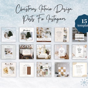 15 Christmas Instagram Posts For Interior Designers | Editable Canva Templates | Home Decor Marketing | Seasonal Social Media Content