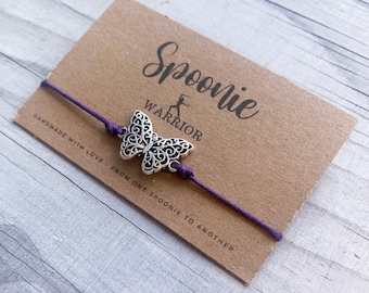 Eating Disorder Warrior Butterfly Spoonie Bracelet Chronic Illness Jewelry Gift