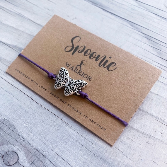 Fibromyalgia Fibro Warrior Butterfly Spoonie Bracelet Chronic Illness Jewelry Gift