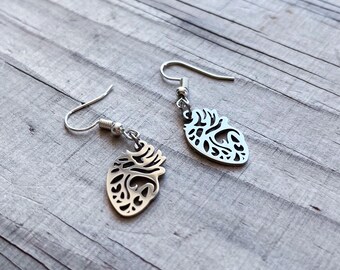 PoTS Heart Hanging Dangle Drop Earrings Tachycardia Spoon Theory Spoonie Warrior Gift Chronic Illness
