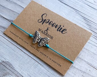 PTSD Warrior Butterfly Spoonie Bracelet Chronic Illness Jewelry Gift Post Traumatic Stress Disorder