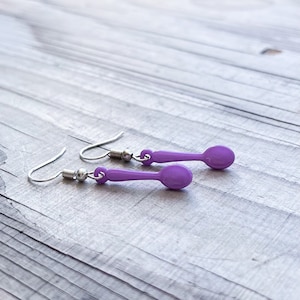 Fibromyalgia Spoonie Purple Acrylic Spoon Hanging Dangle Drop Earrings Spoon Theory Spoonie Warrior Gift Chronic Illness