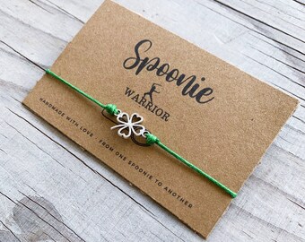 Spoonie Lucky Charm Recovery Surgery Hospital Admission Recovery Four Leaf Clover Charm Chronic Illness Spoonie Warrior Bracelet Jewelry