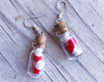 Custom Colours Pill Jar Spoonie Hanging Dangle Drop Earrings Medication Spoon Theory Spoonie Warrior Gift Chronic Illness