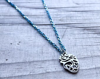 PoTS Heart Teal Coloured Chain Spoonie Warrior Necklace Tachycardia Chronic Illness Awareness Jewelry Gift