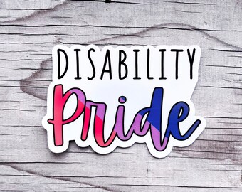 Bisexual Bi Disability Pride Flag LGBTQIA+ Sticker Vinyl Car Decal Disabled Chronic Illness Awareness Spoonie Warrior