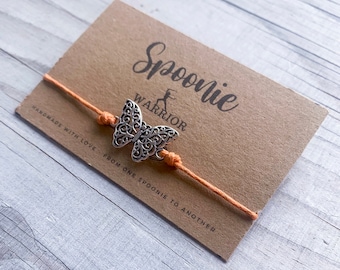 Multiple Sclerosis MS Warrior Butterfly Spoonie Bracelet Chronic Illness Jewelry Gift