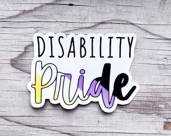 Non Binary Disability Pride Enby Flag LGBTQIA+ Sticker Vinyl Car Decal Disabled Chronic Illness Awareness Spoonie Warrior