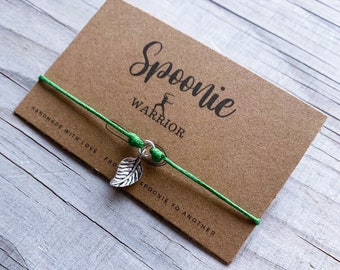 Nature Leaf Mental Health Chronic Illness Awareness Bracelet Spoonie Warrior Bracelet Jewelry