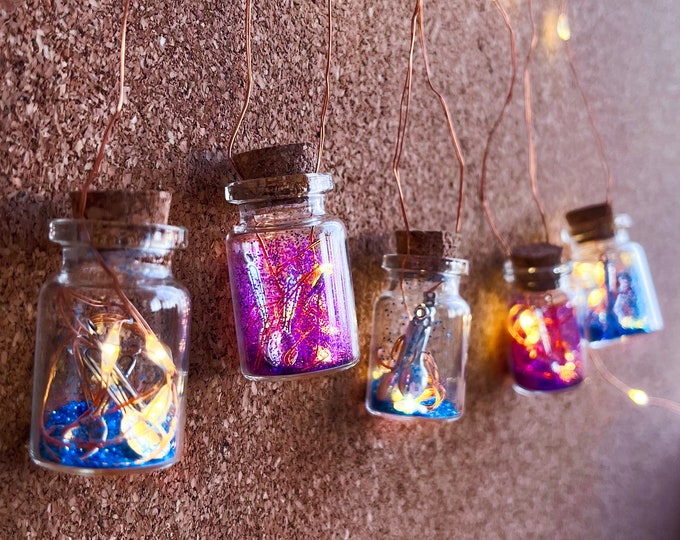 Featured listing image: Spoon Jar Custom Colour Glitter Fairy Lights Chronic Illness Awareness Spoonie Warrior Spoon Theory Gift