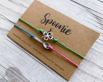 Undiagnosed Lucky Charm Spoonie Four Leaf Clover Charm Chronic Illness Spoonie Warrior Bracelet Jewelry