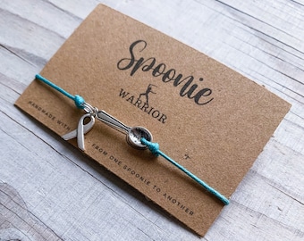 Anaphylaxis Survivor Chronic Illness Spoonie Warrior Spoon Awareness Ribbon Bracelet Jewelry