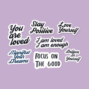 Adesivos de Citações Positivas, Pacote de Adesivos Motivacionais, Conjunto de Adesivos Positivos, Adesivos para Laptop, Pacote de Adesivos para Saúde Mental