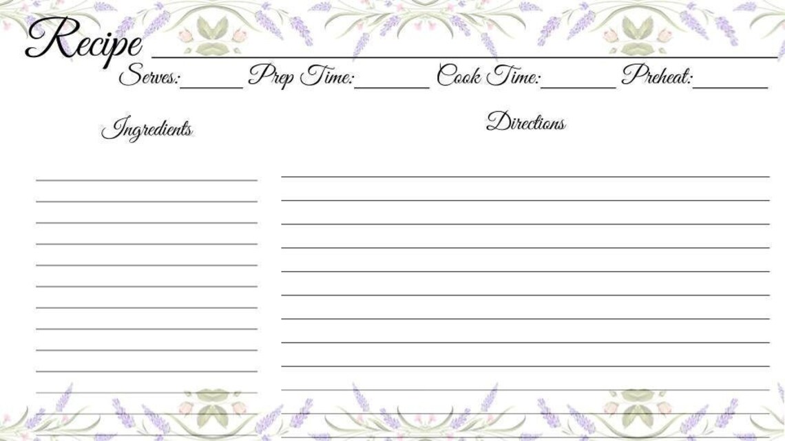 Recipe Note Cards Online Download Etsy