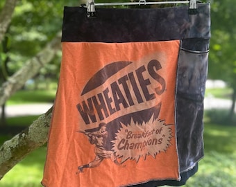 Wheaties Breakfast of Champions Upcycled T-Shirt SKIRT Ladies size Medium (M)